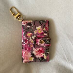 Betsey Johnson Floral Flap Wallet Card ID Case Keychain XO Leah